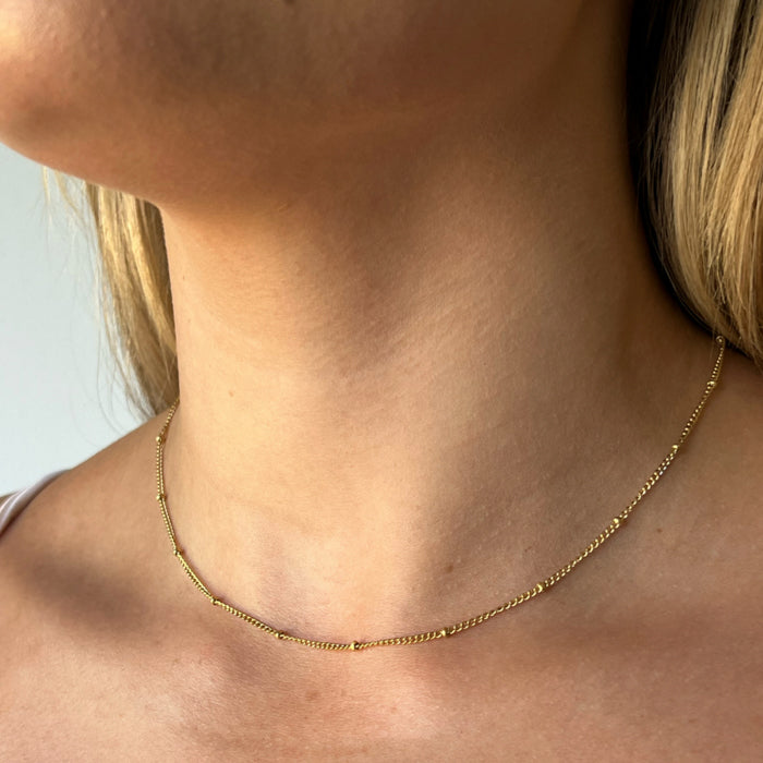 Dainty Beaded Gold Necklace